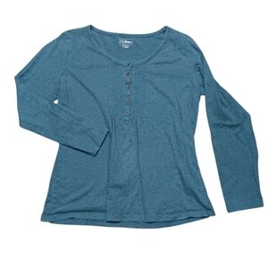 L.L. BEAN WOMEN'S SIZE SMALL TEAL COLOR 100% COTTON BLOUSE.